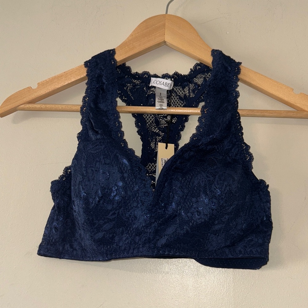 New Cosabella Never Say Never Padded Racerback Bralette Small Navy Blue